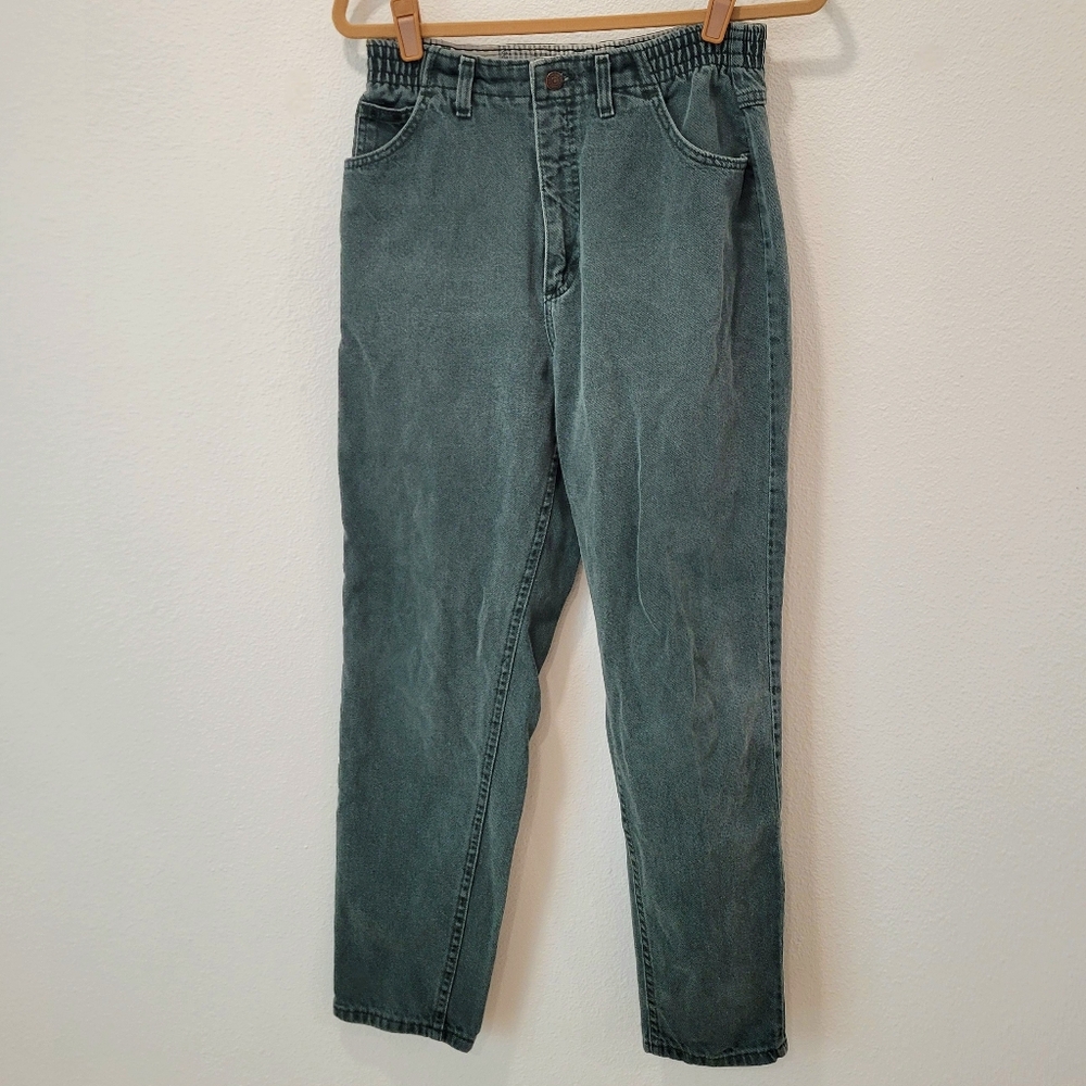 Vintage Lee‎ Women’s Green Straight Leg Jeans Stretch Waist Size 12